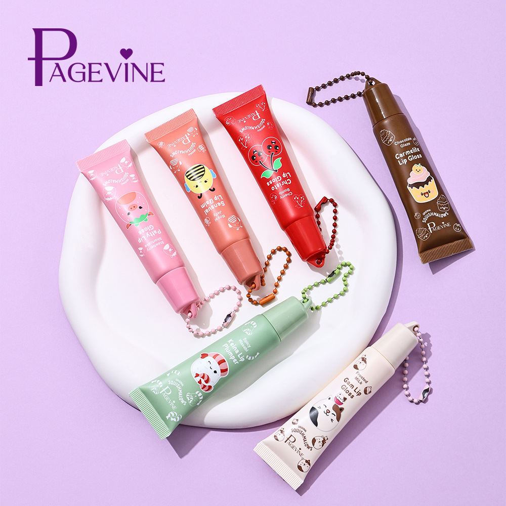 Amazon PAGE VINE serie de dibujos animados de frutas colgante esmalte labial refrescante y hidratante brillo labial comercio exterior transfronterizo