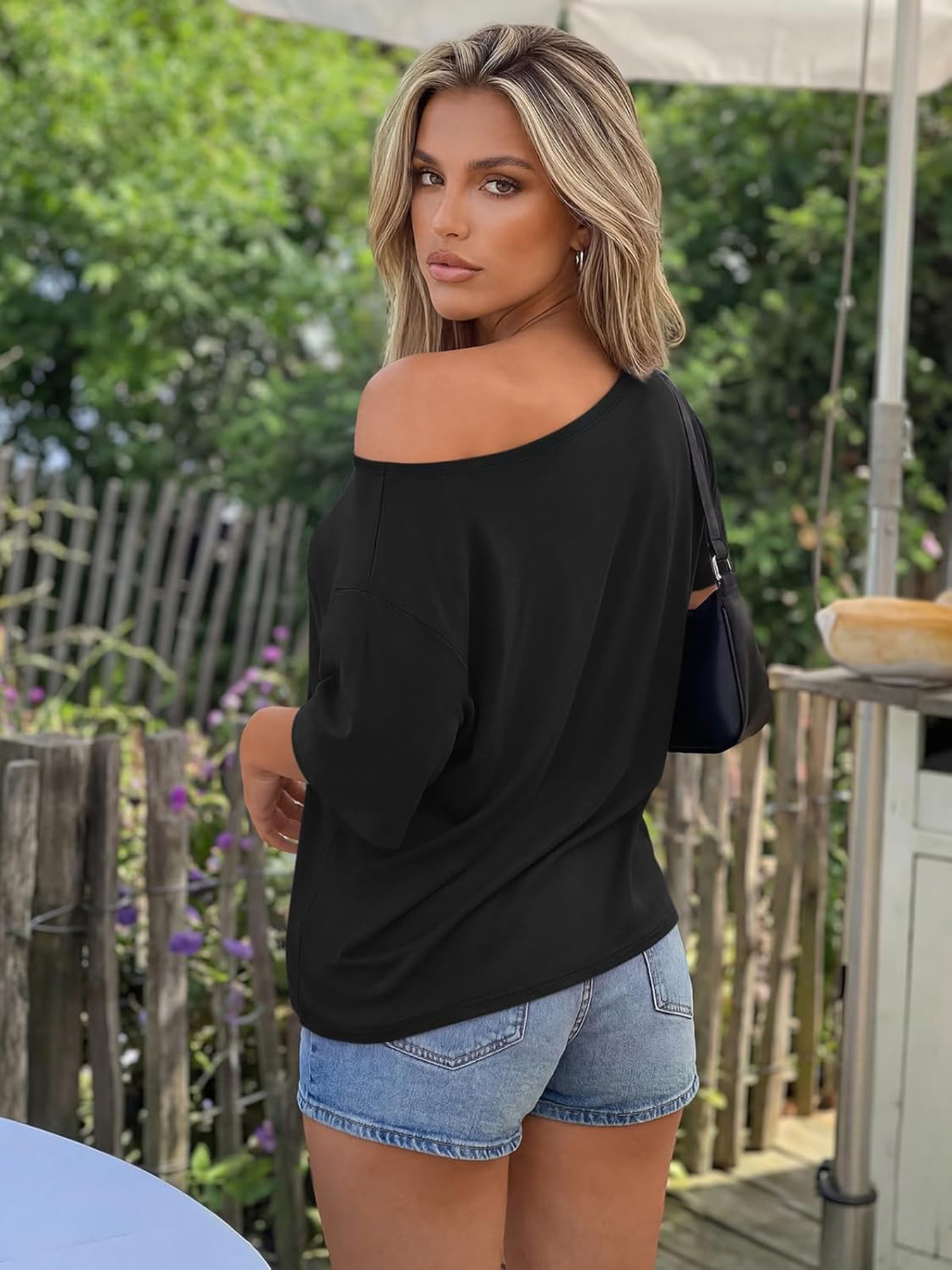 Women's Clothing Women's Y2K Loose Off-Shoulder Top Design Fashion T-Shirt For Formal & Casual For Women Solid Color_ecoleips.com