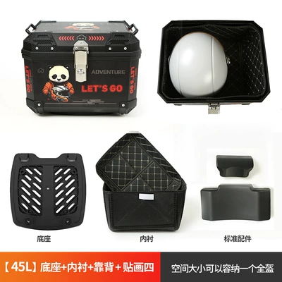 Motorcycle trunk | Scooter Trunk, Waterproof Universal - 45l-bottom-plate-lining-backrest-decal-4