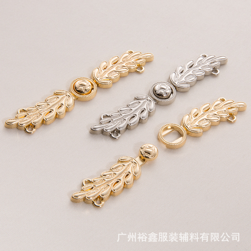 新款金属树叶麦穗盘扣唐装旗袍对扣古风子母扣披肩云肩装饰对扣