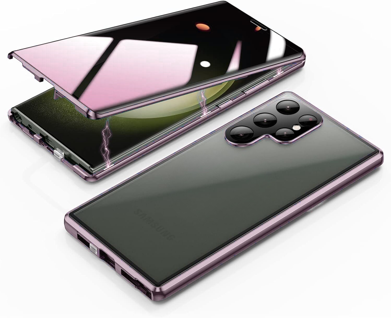 Funda magnética de doble cara de vidrio y metal para teléfono móvil Samsung S25 Ultra, compatible con S24, con protección anticaídas.