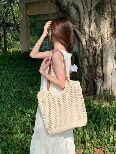 Summer all-matching one-shoulder bag, Internet celebrity small fresh woven bag, seaside vacation beach bag, large-capacity travel bag