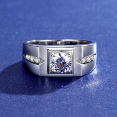 千葉仿莫桑石鑽戒男微鑲鑽男戒時尚霸氣1克拉結婚戒指送老公禮物