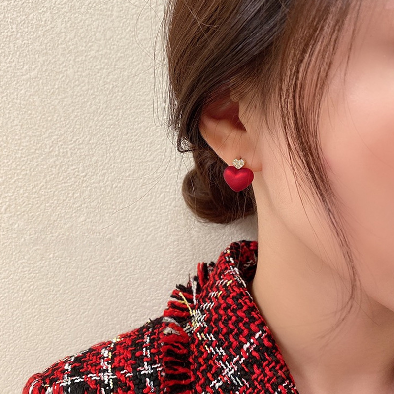 Korean Heart-Shape Pearl Alloy Earrings Wholesale