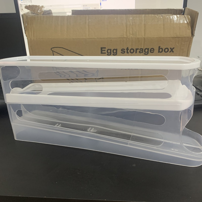 家用滑梯式鸡蛋盒冰箱侧门自动滚蛋器厨房台面防摔跨境鸡蛋收纳盒|undefined