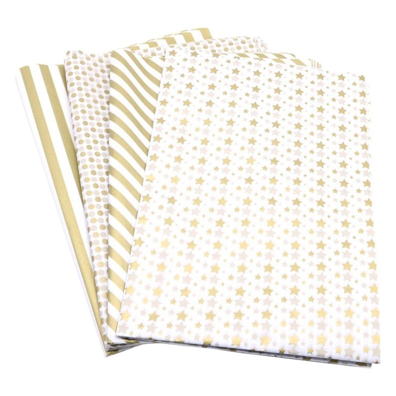 Suministro directo de fábrica 20 estrella de cinco puntas raya de lunares oro caliente y papel de copia de plata forro de regalo embalaje de papel de pera