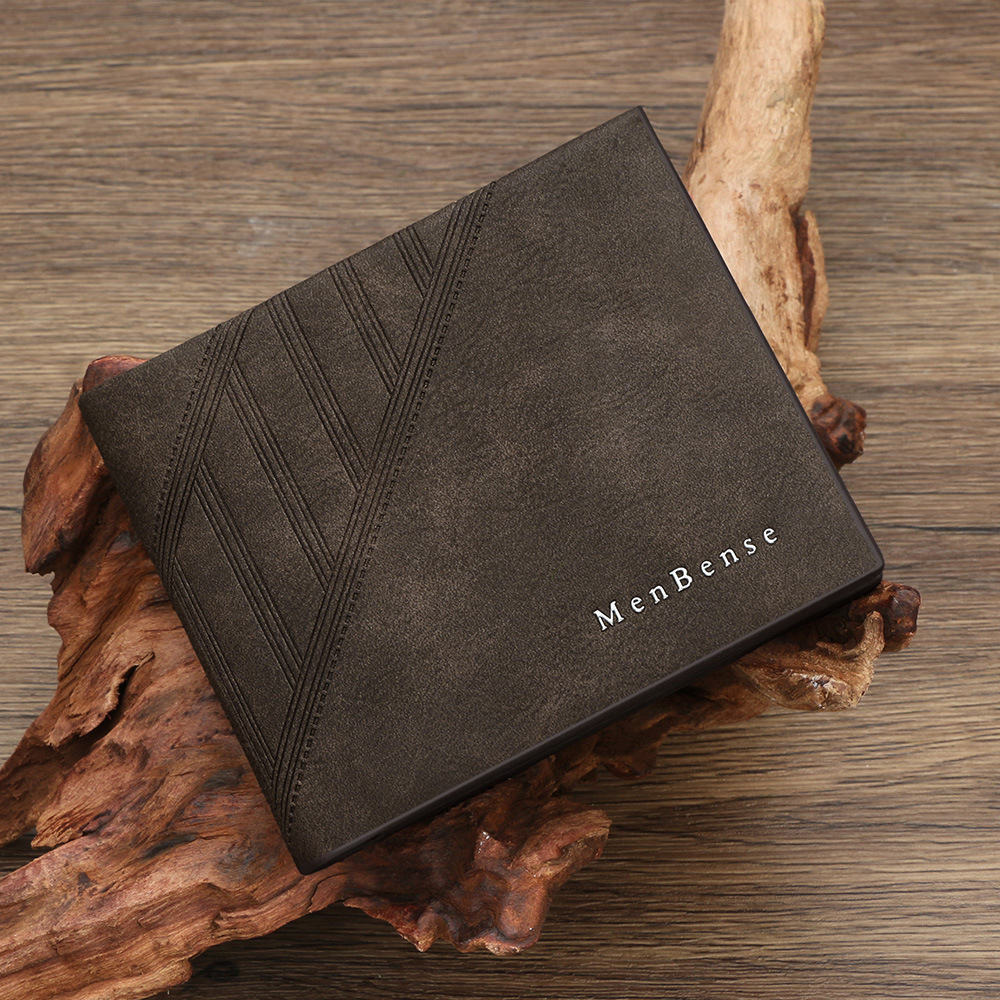 Bolso corto de pop transfronterizo de alto nivel para hombres con bisagra de tres plegables bolso de cambio para hombres con múltiples tarjetas cartera de línea oscura