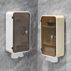 トイレティッシュボックス壁掛け式穴なし引き出し箱トイレ防水洗面タオル収納ケース大型棚