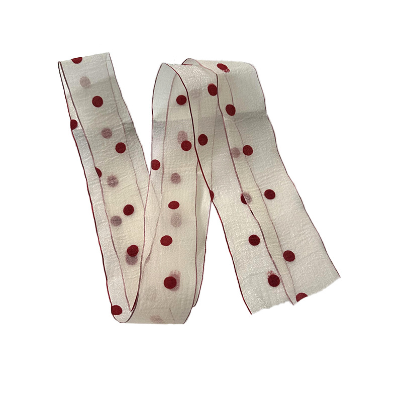 Primavera y verano nueva decoración de lunares serpentina femenina todo-fósforo hada bufanda de seda larga cinturón de pelo literario bufanda de encaje trenzado