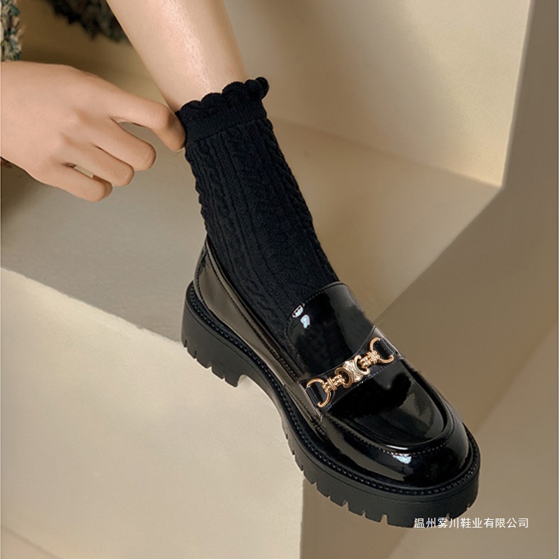 2025春秋新款真皮乐福鞋女鞋子爆款厚底英伦风小皮鞋女黑休闲单鞋