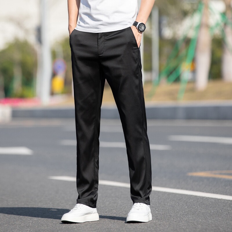 Men's Silk Casual Pants 2026 New Style Business Casual Middle-Aged Men's Non-Iron Versatile Straight-Leg Trousers Men's Silk Casual Pants 2026 New Style Business Casual Middle-Aged Men's Non-Iron Versatile Straight-Leg Trousers