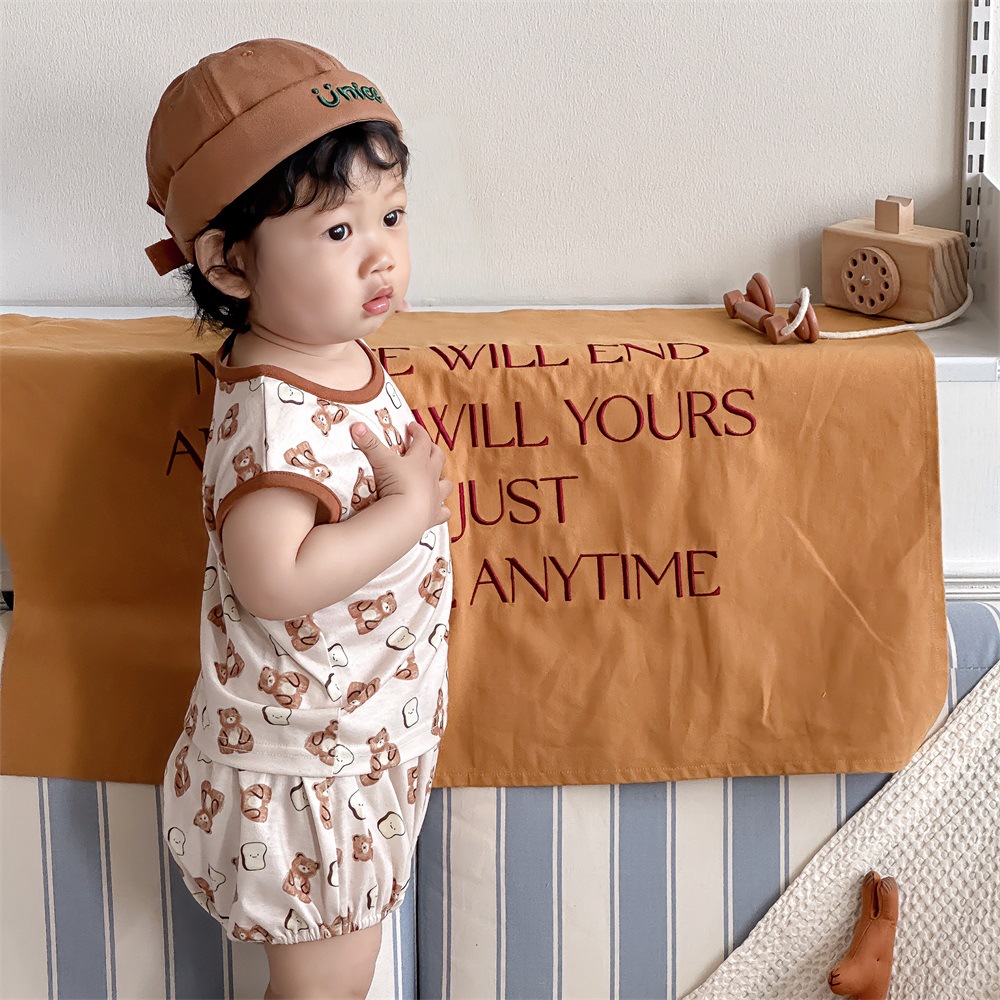 Traje de pantalones cortos de chaleco para niños de verano para niños de estilo coreano 1-3 años