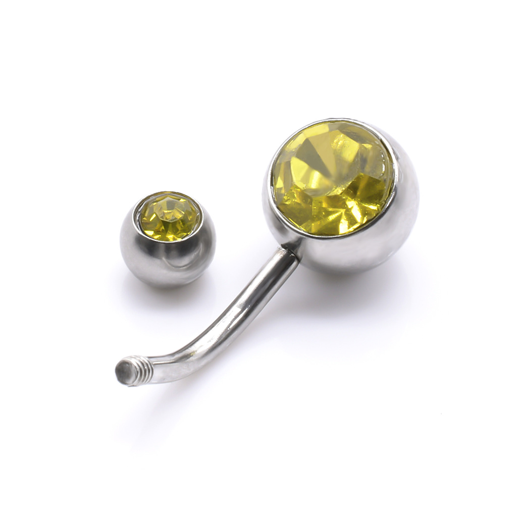 クロスボーダー臍飾り平頭粘ドリルステンレス臍環人体穿刺アクセサリーカラー水ドリルは臍釘をはめ込みます。