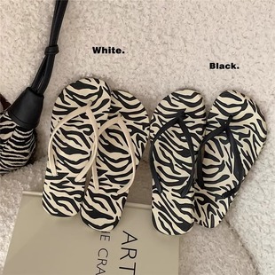 Flip-flops Women's Summer Zebra Pattern Flip-flops Women's All-match Seaside Beach High-end Non-slip Simple Color Matching