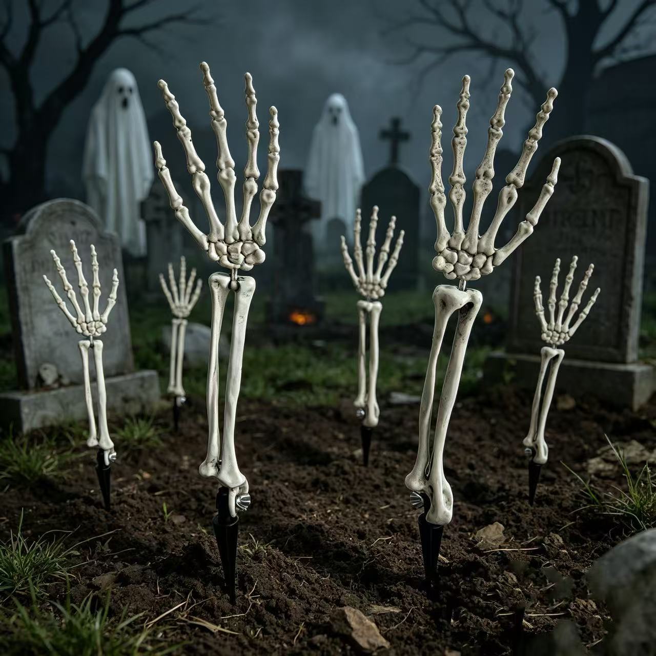 Halloween esqueleto brazo inserción decoración esqueleto simulación mano jardín césped inserción props diseño de fiesta de terror