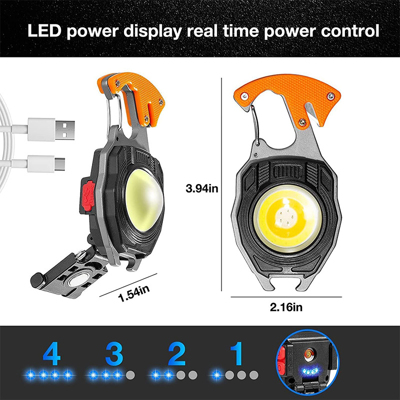 Mini LED llavero Luz de camping multifunción con encendedor de cigarrillos ultraligero portátil fuerte magnética USB revisión luz de trabajo