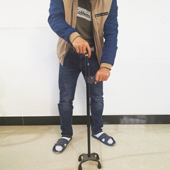 Bulk wholesale elderly four-legged aluminum cane height-adjustable telescopic senior cane quadruple cane