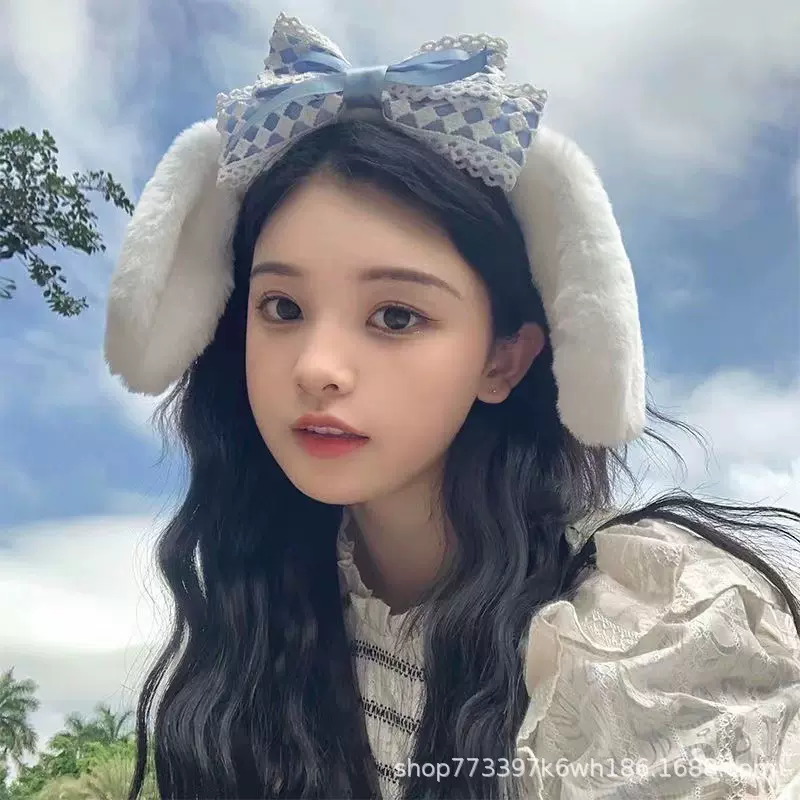 超可爱大耳狗发箍卡通毛绒洗脸少女心玉桂狗头箍发卡卖萌发饰头饰