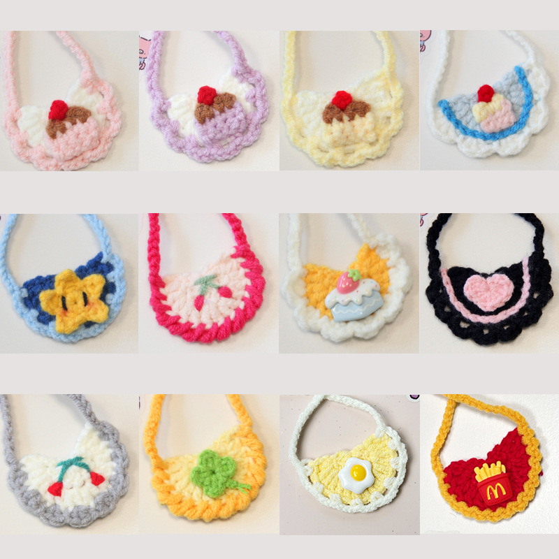 Doll saliva towel 13cm self-deprecating bear bib woven scarf handmade crocheted gieva cotton doll decoration