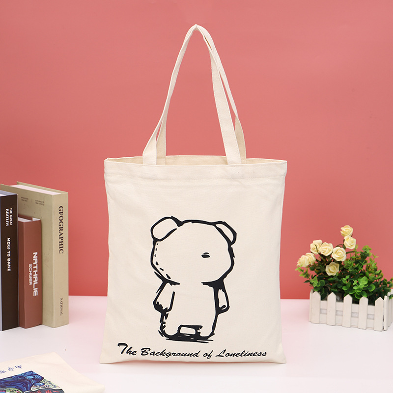 印刷白色拼接手提帆布袋批发便携式购物帆布袋可单肩手提涤棉布袋