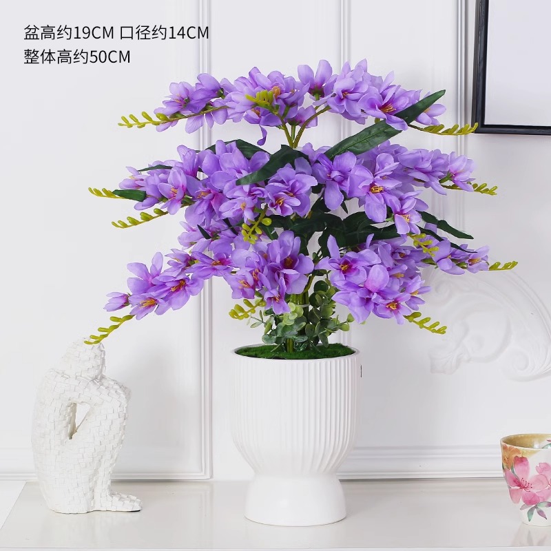 파란색 향기로운 눈 난초 포크 18개 + 흰색 긴 수직 패턴 세면대