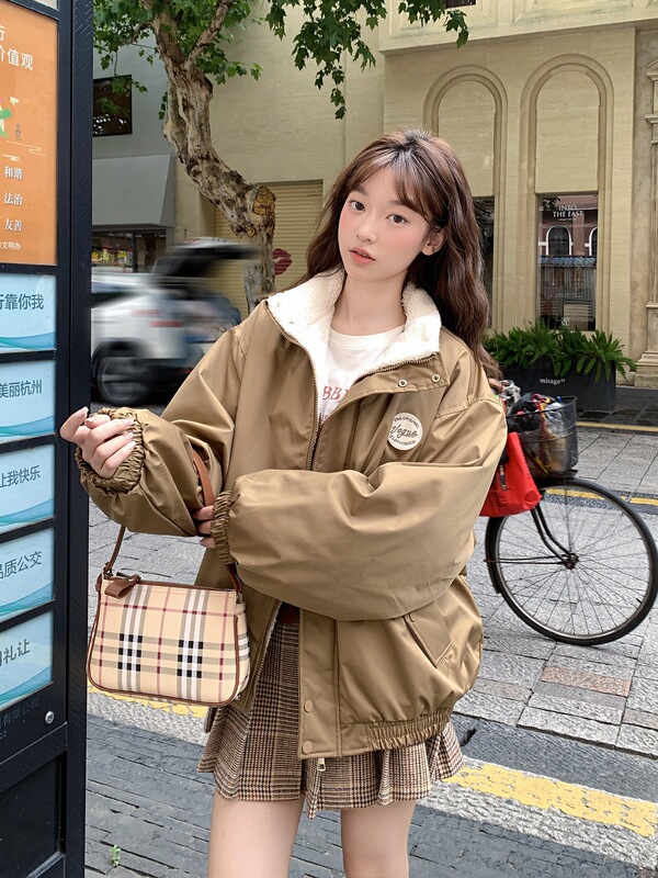 小个子棉衣棉服女2025年新款学生棉袄羊羔毛学院风超好看夹棉外套|undefined