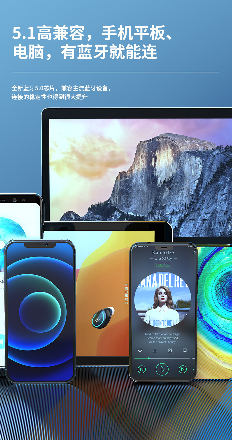 Sınır ötesi I8 Bluetooth Kulaklık Kablosuz Ultra Uzun Pil Ömrü Mini Görünmez Uyku Spor Gürültü Azaltma Kulak İçi Kulaklık Toptan