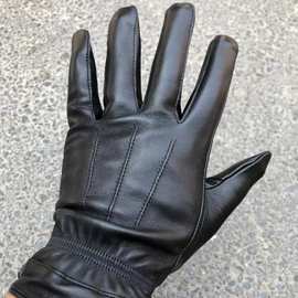 皮手套加绒加厚冬款保暖黑色冬季骑行机车防寒户外摩托车劳保手套