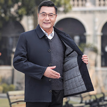 秋冬款爸爸加厚外套中老年人男装冬季薄棉衣中年男士夹克冬装棉袄