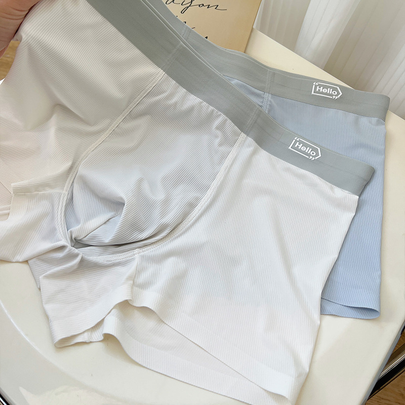 One-piece Seamless Ice Silk Summer Thin Men's Boxers Skin-friendly Breathable 5A Antibacterial Crotch Large Size Boxer Panties