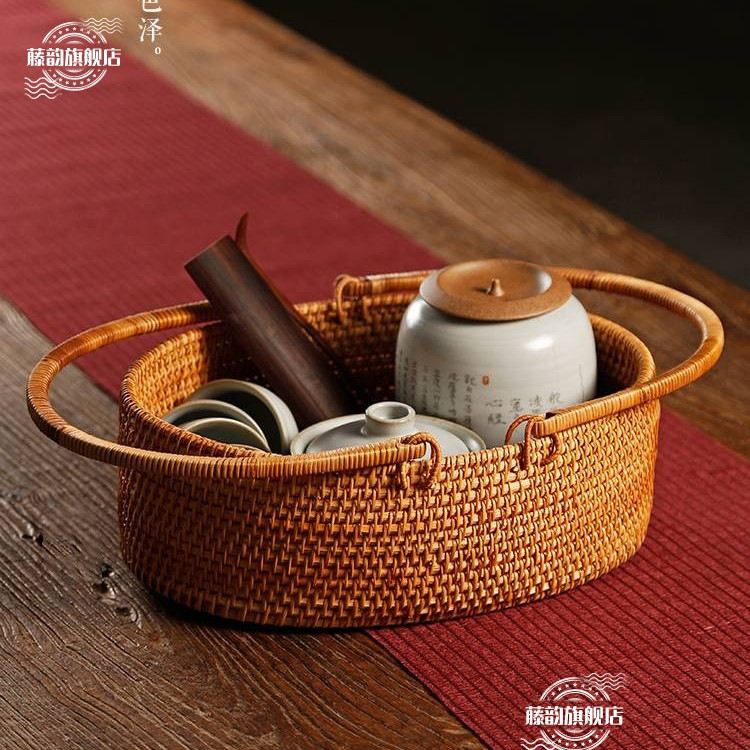 Cestas de picnic al aire libre vietnamitas de caña de mano tejidas a mano cestas de frutas y verduras de almacenamiento de té cestas de almacenamiento de artículos diversos