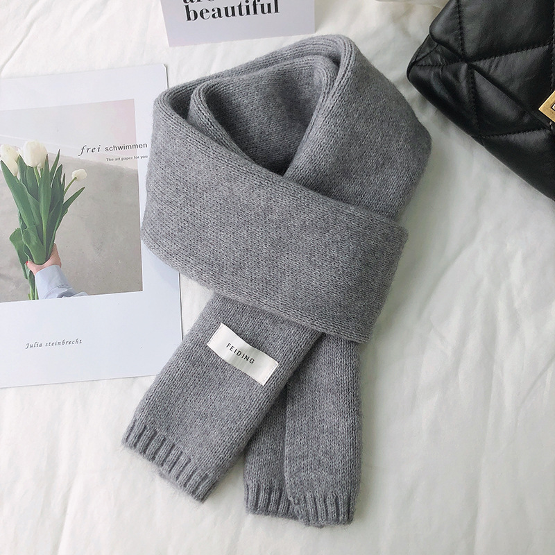 Feiding no mirando Corea del Sur Dongdaemun nuevo color puro de punto cálido cuello engrosado bufanda estudiante pequeña bufanda