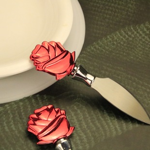 Spot UV Rose Plating Dinner Knife Western Knife Bread Cutting Cheese Knife Cheese Knife Western Tableware Valentine's Day Gift