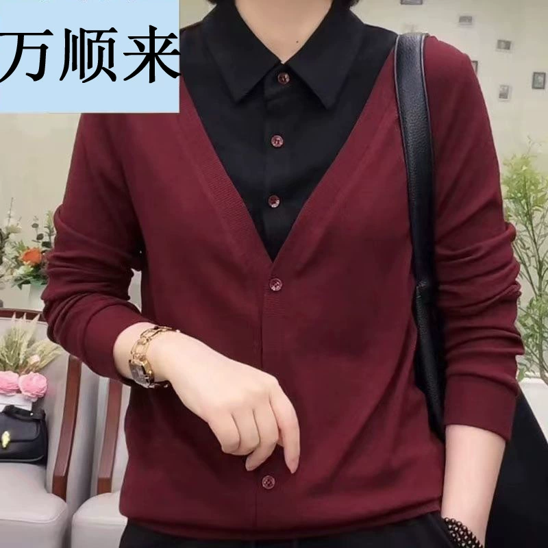 Kashouderong поддельные два модных топа осенью новые длинные рукава