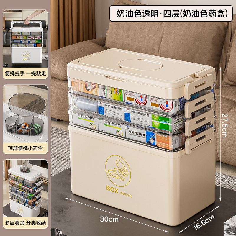 Caja Organizadora de Medicamentos de PET Multicapa Portátil para Hogar