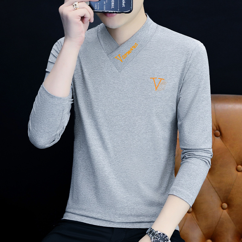 라이트 그레이 CV153 스타일 경사 V넥