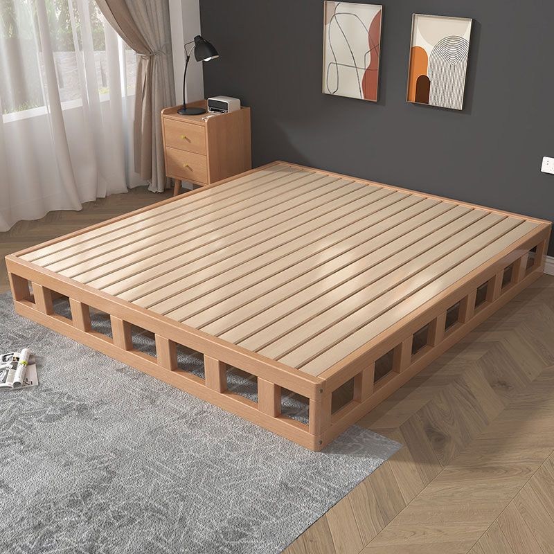 Madera de haya, cama de tatami japonesa, cama de piso, cama de madera maciza, cama sin cabezal de cama, cama doble de pino moderna y simple, cama baja image 4