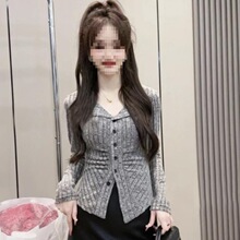 秋装新款女装修身显瘦长袖打底针织衫设计感小众纯欲辣妹上衣