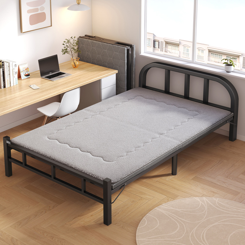 Cama plegable Cama individual Hogar Fácil Cama 1 M Refuerzo Dormitorio Almuerzo Cuna Cama Adulto Alquiler de Tablero Duro Cama de Hierro