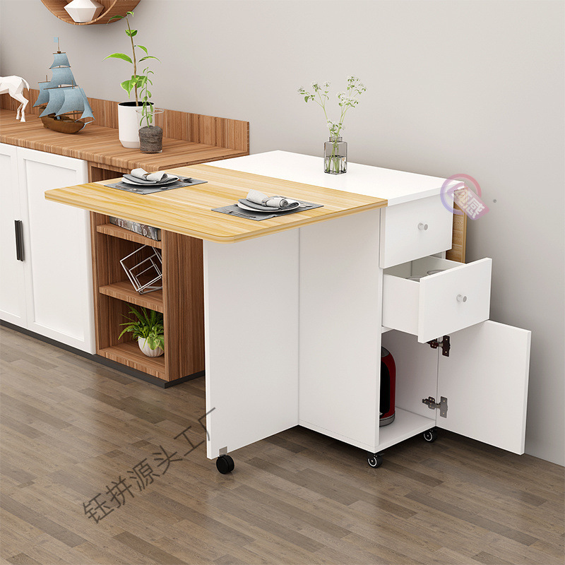 Mesa plegable simple, mesa de comedor de tipo pequeño, mesa de comedor retráctil multifuncional con cajón, gabinete de comedor rectangular