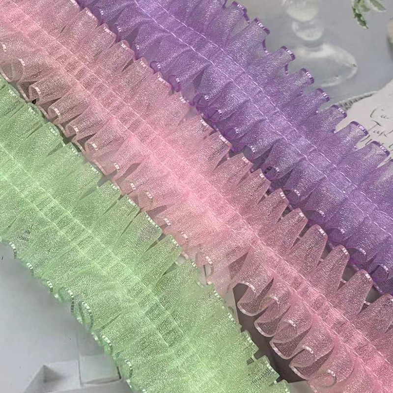 Hot sale DIY4cm pearl yarn snow yarn wrinkled yarn skirt fung ribbon lace hair accessories clothes bow material