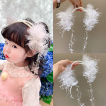 新娘头饰流苏羽毛圣女冠水钻发箍超仙公主唯美婚纱配饰结婚发饰品