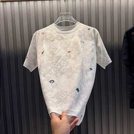 2025轻奢新年新款短袖半袖圆领时尚百搭帅气潮流休闲百搭T恤男士
