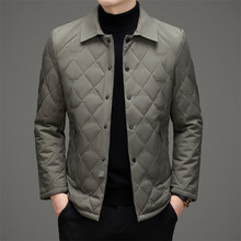 专柜正品菱形格棉服男装秋冬季商务休闲保暖行政连帽轻薄棉衣外套