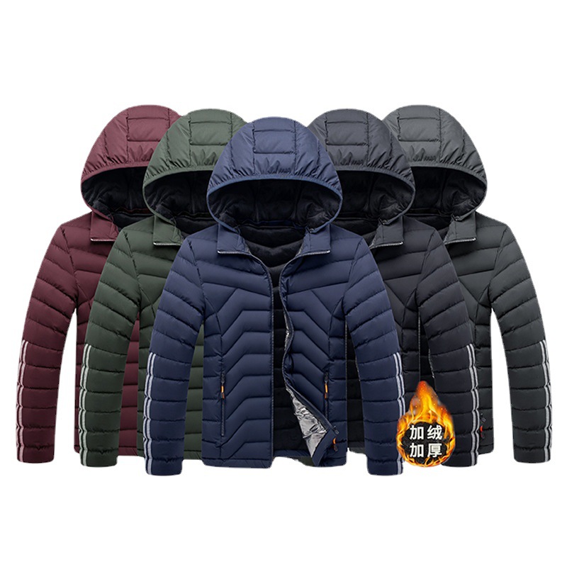 Cross-border Amazon Supply hombres forrado de lana engrosada con capucha de algodón acolchado abrigo costilla algodón raqueta algodón abrigo de algodón de los hombres al por mayor