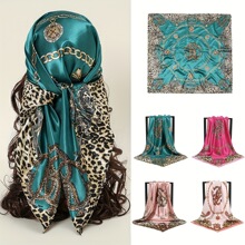 Elegant Leopard 35 Square Scarf Soft Polyester������ܛ����