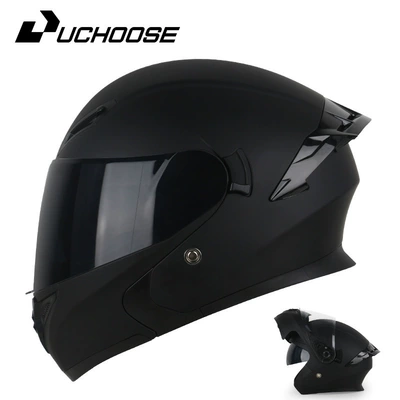 Motorcycle Flip-Up Helmet with Bluetooth, Motorcycle Safety Supplies - matt-black-tea-mirror-comes-with-transparent-mirror-bluetooth-headset-m