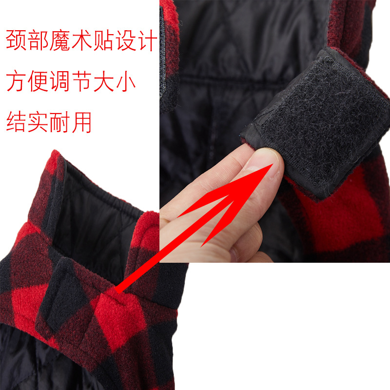 Ropa navideña para mascotas, chaleco a cuadros de doble cara, chaleco para perros de lana polar a prueba de viento e impermeable, chaleco para perros al por mayor image 4