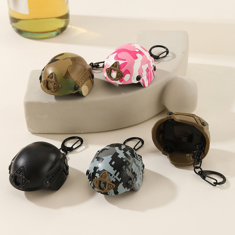 Keychain Personalized Mini Helmet Model Keychain Portable Beer Bottle Opener Car Interior Decoration Hanging Ornament