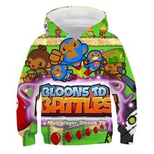 厂家出售气球塔防BLOONS TD跨境外贸休闲个性连帽童装卫衣游戏款